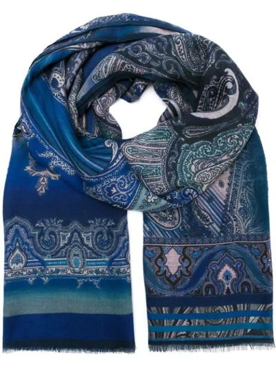 Shop Etro Paisley Scarf In Blue