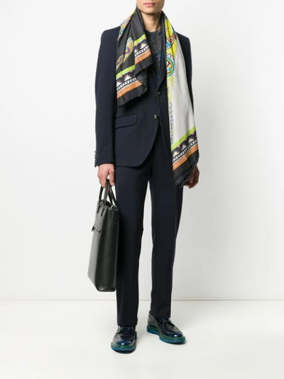 Shop Etro Geometric Print Scarf In Black