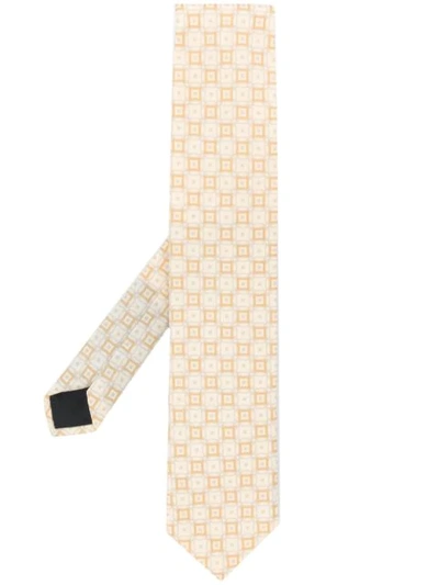 Lardini Geometric-print Silk Tie In Neutrals