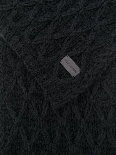 Saint Laurent Cable Knit Wool Blend Scarf In Black