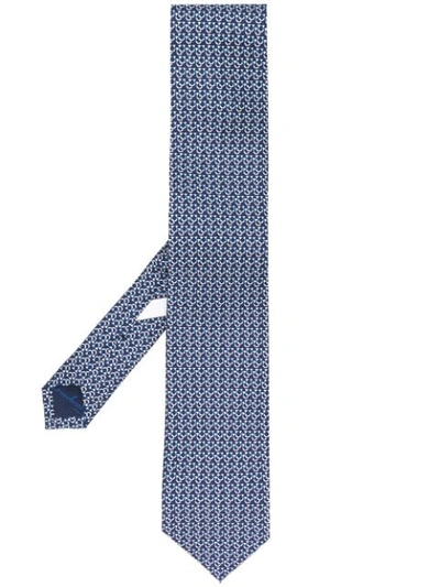 Shop Ferragamo Gancini-print Silk Tie In Blue