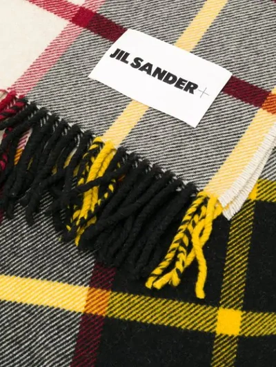 Shop Jil Sander Check-pattern Fringed Scarf In Yellow