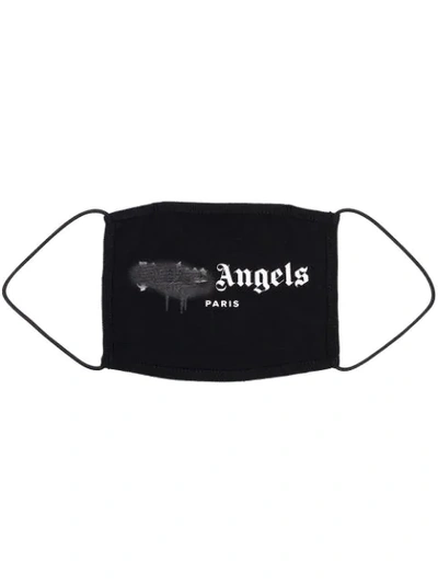 Shop Palm Angels Paint Logo Face Mask In Black