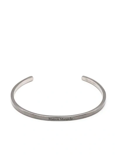 Shop Maison Margiela Logo-engraved Matte Bracelet In Grey