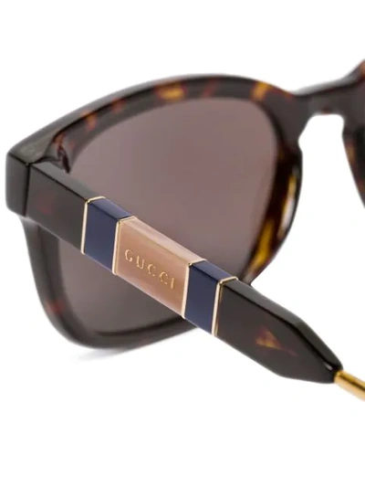 Shop Gucci Tortoiseshell-effect Square Sunglasses In Black