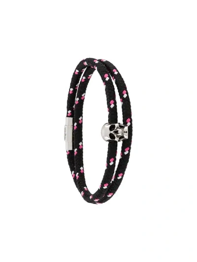 Shop Alexander Mcqueen Skull Friendship Bracelet In Black