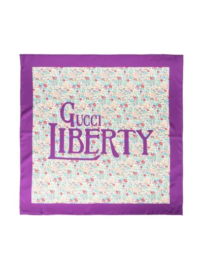 Shop Gucci X Liberty Floral Print Scarf In Purple