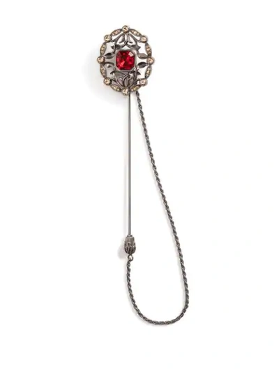 Shop Dolce & Gabbana Crystal-embellished Brooch In Red