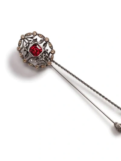 Shop Dolce & Gabbana Crystal-embellished Brooch In Red