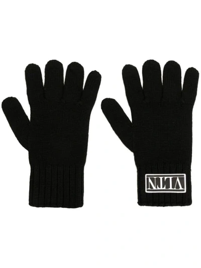 Shop Valentino Logo Patch Gloves In Black
