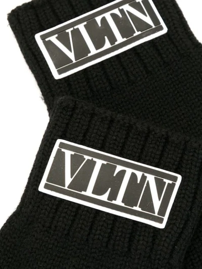 Shop Valentino Logo Patch Gloves In Black