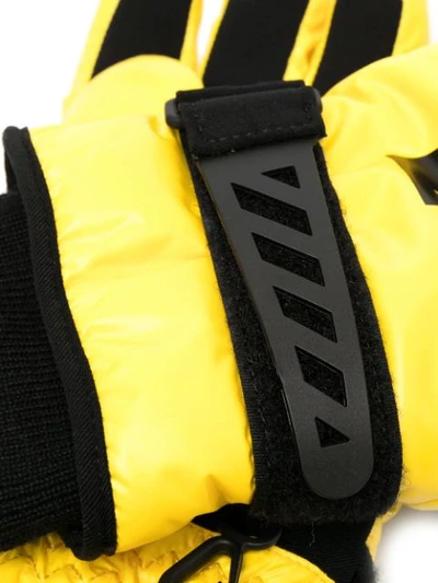 Shop Off-white Logo Print Gloves In Black