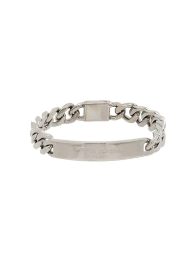 Shop Maison Margiela Engraved-tag Rolo-chain Bracelet In Silver