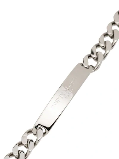 Shop Maison Margiela Engraved-tag Rolo-chain Bracelet In Silver