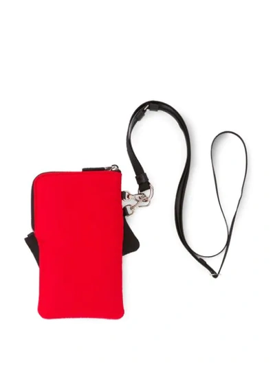 Shop Prada Double Logo Plaque Pouches In Red