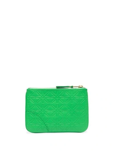 Shop Comme Des Garçons Embossed-pattern Leather Pouch In Green