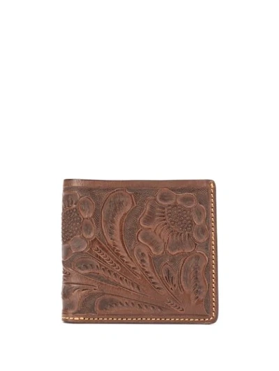 Shop Ralph Lauren Embossed Floral Wallet In Brown