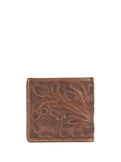 Shop Ralph Lauren Embossed Floral Wallet In Brown