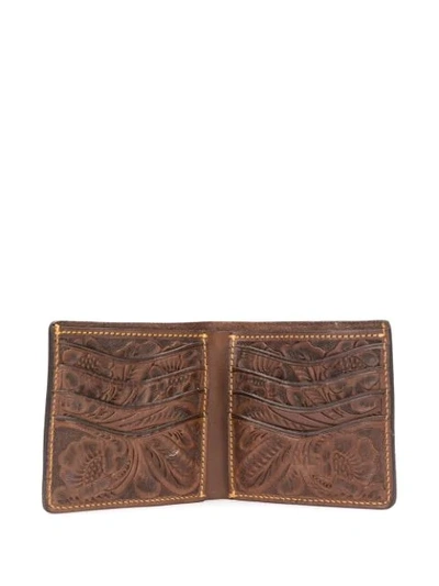 Shop Ralph Lauren Embossed Floral Wallet In Brown