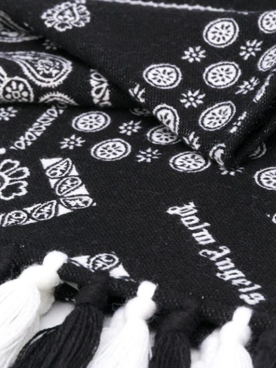 Shop Palm Angels Bandana-print Fringed Scarf In Black