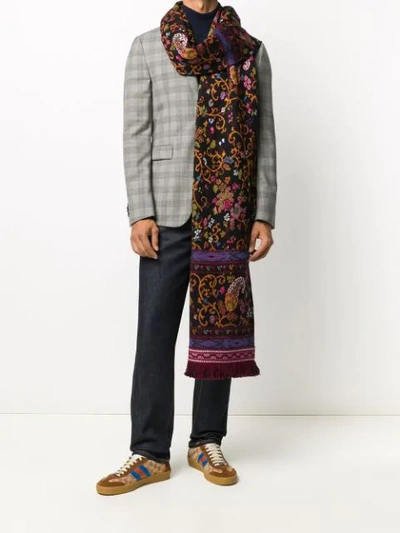 Shop Etro Floral Paisley Pattern Scarf In Black