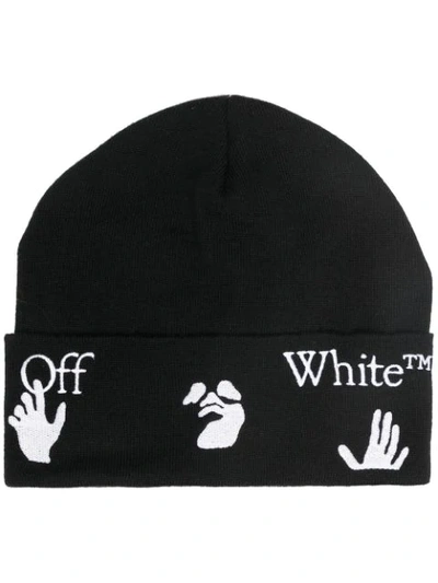 Shop Off-white Logo-print Beanie In Black