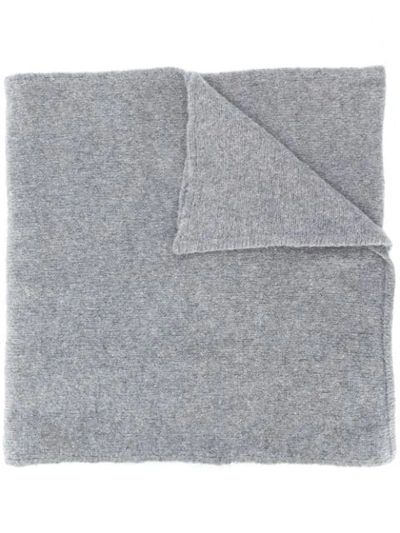 Shop Kenzo Knitted Logo Scarf In Grey