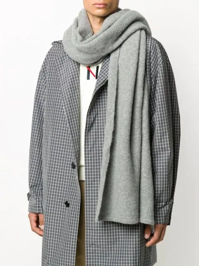Shop Kenzo Knitted Logo Scarf In Grey