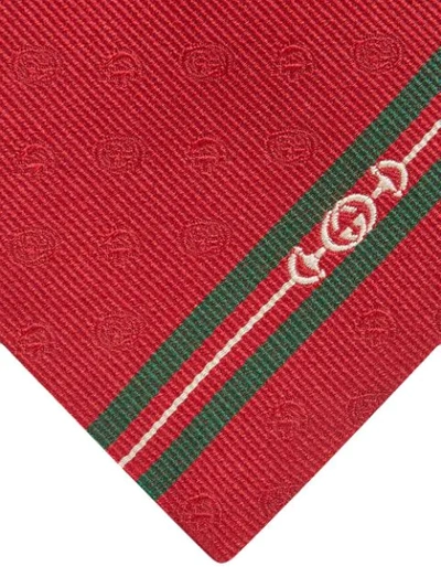 Shop Gucci Striped Horsebit-print Tie In Red