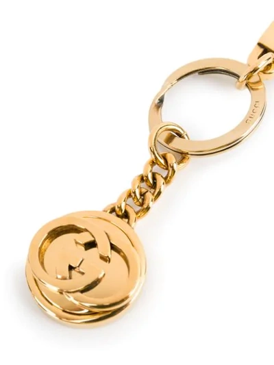 Shop Gucci Engraved-logo Keychain In Gold