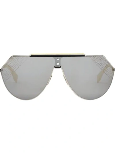 Shop Fendi Eyeline 2.0 Shield Sunglasses In Yellow