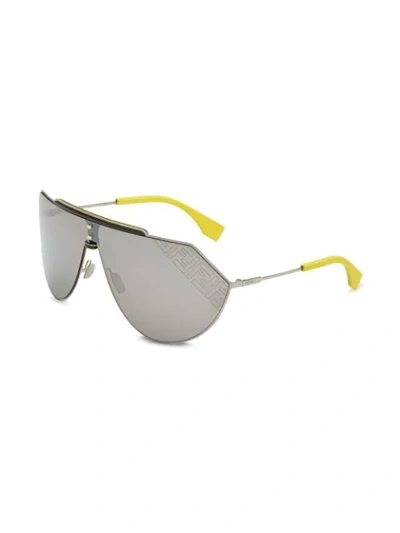 Shop Fendi Eyeline 2.0 Shield Sunglasses In Yellow