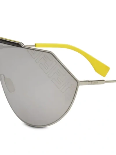 Shop Fendi Eyeline 2.0 Shield Sunglasses In Yellow