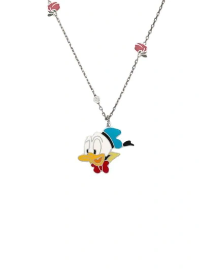 Shop Gucci X Disney Donald Duck Necklace In Silver