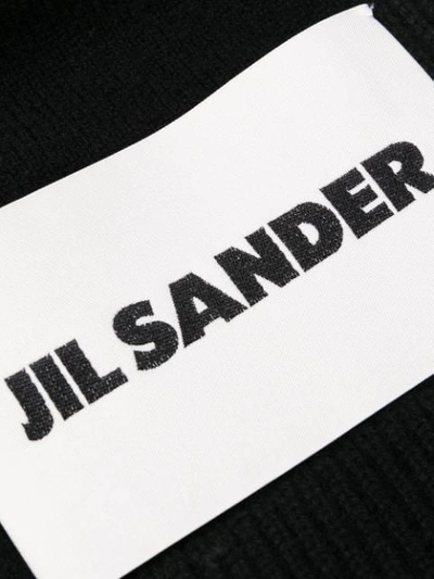 Shop Jil Sander Ribbed Logo Patch Scarf In Black