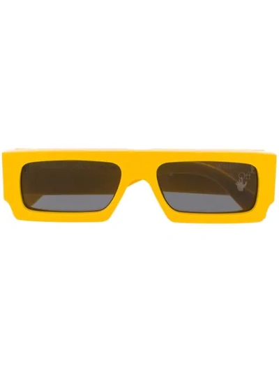 Shop Off-white Arrow Logo Sunglasses In Yellow