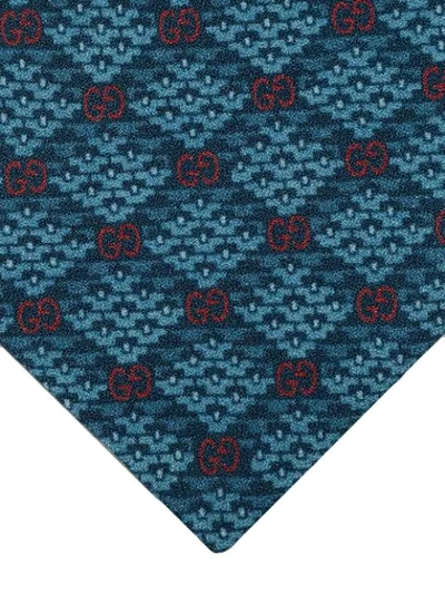 Shop Gucci Gg Check-pattern Organic-wool Tie In Blue