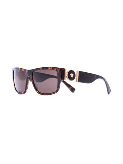 Shop Versace Medusa Medallion Square-frame Sunglasses In Brown