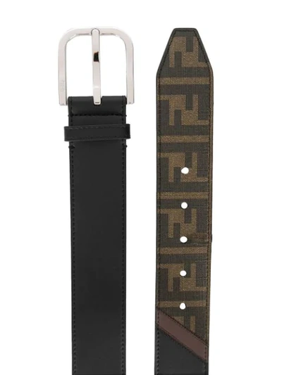Shop Fendi Ff Motif Panel Belt In Black