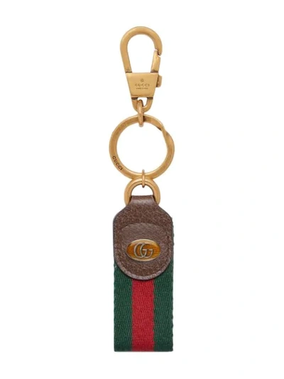 Shop Gucci Ophidia Web Keychain In Red