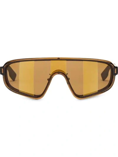 Shop Fendi Botanical Shield Sunglasses In Brown