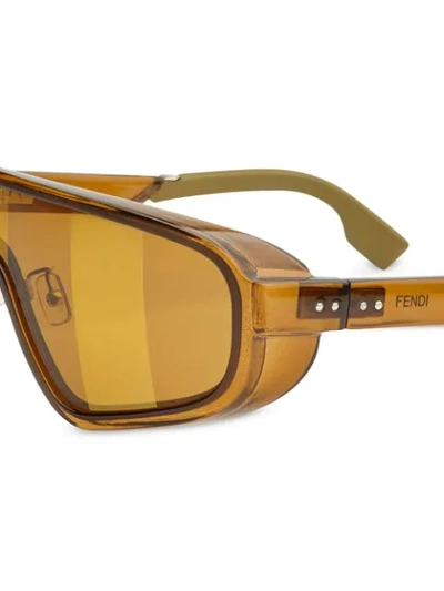 Shop Fendi Botanical Shield Sunglasses In Brown