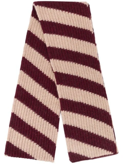 Shop Marni Striped Wool-knit Scarf In Neutrals