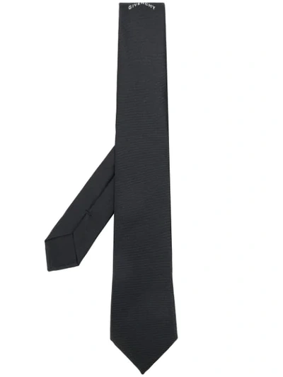 Shop Givenchy Embroidered-logo Silk Tie In Black