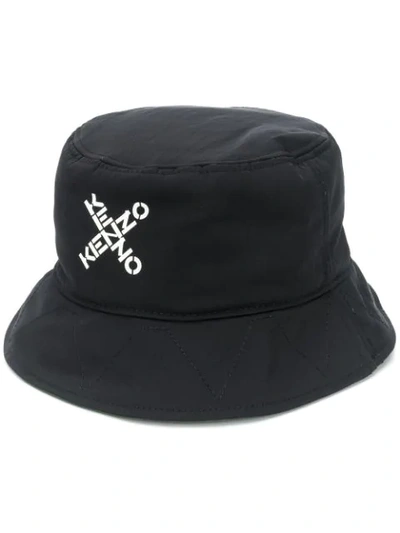 Shop Kenzo Cross-over Logo Bucket Hat In Black