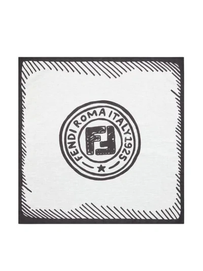 Shop Fendi Stamp Print Scarf In White