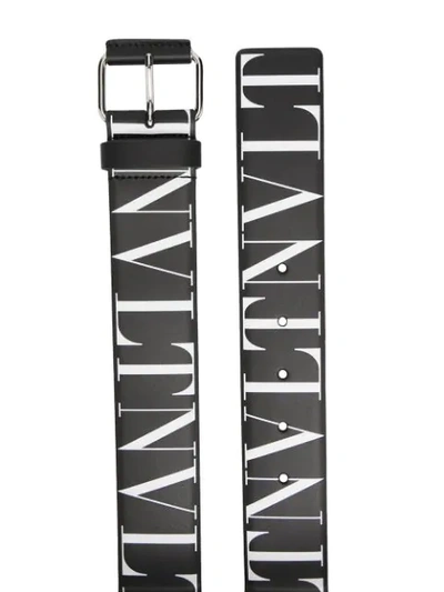 Shop Valentino Vltn-print Belt In Black