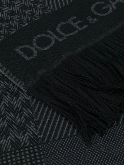 Shop Dolce & Gabbana Logo-intarsia Fringed Scarf In Black