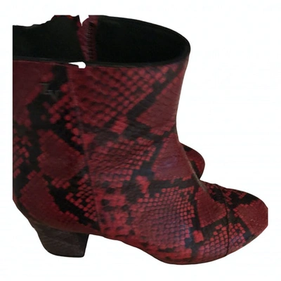 Pre-owned Zadig & Voltaire Leather Ankle Boots In Red