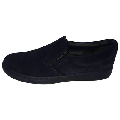 Pre-owned Moncler Navy Suede Flats